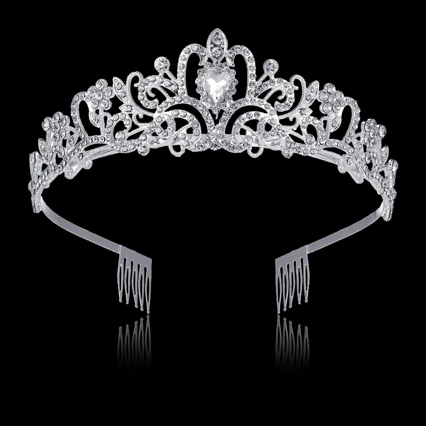 Silver Crystal Tiaras and Crowns, Headband Princess Elegant Crown with Combs for Women Girls, Queen Crowns Rhinestone Princess Tiaras for Bridal Birthday Prom Cos-Play Costume Christmas