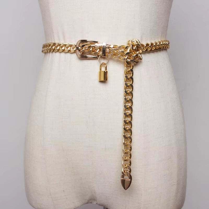 Tassel Gold Chain Belt Female Waist Metal Belts for Women Dress Waistband Corset Punk Key Chain Letters Coin Waistband