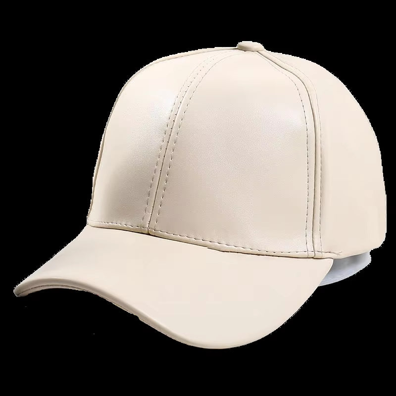 6 Panel PU Faux Leather Curved Baseball Cap Dad Hats for Women Men Red Pink Black Blue Brown